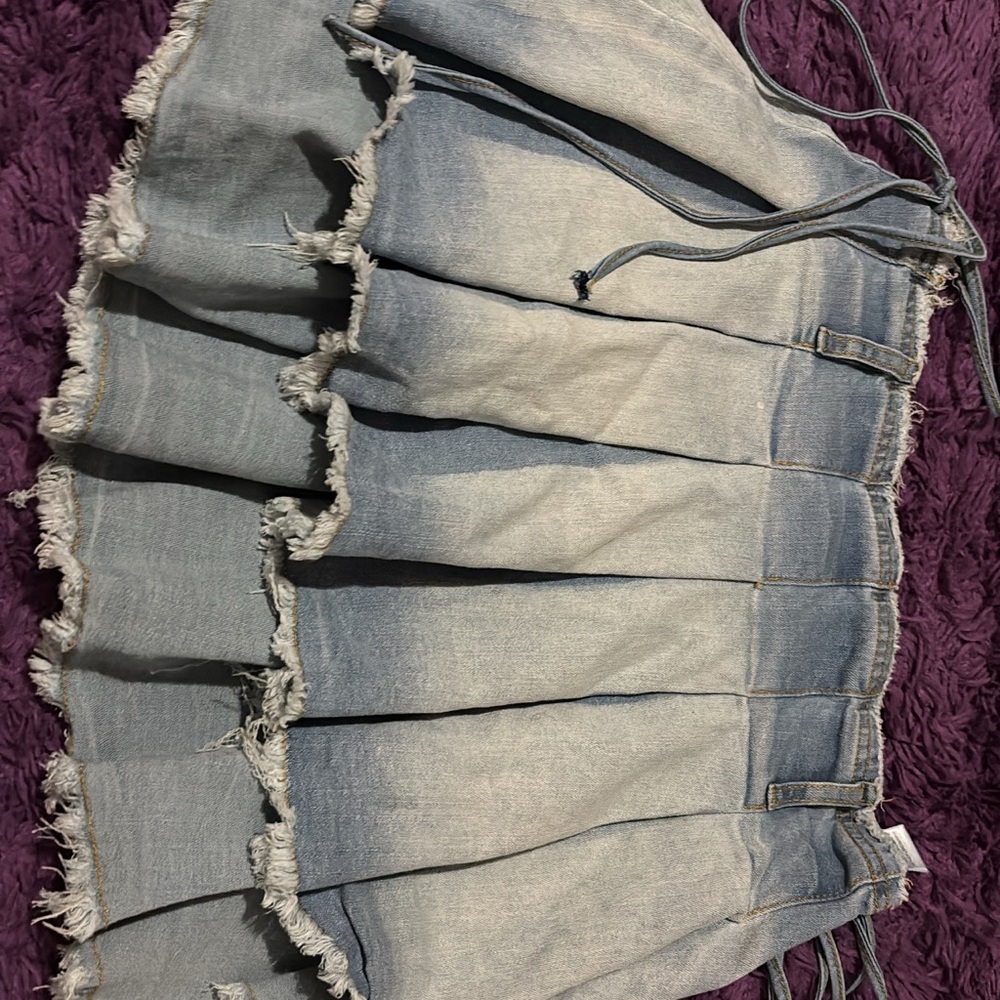 Frayed Denim Mini Skirt